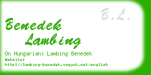 benedek lambing business card